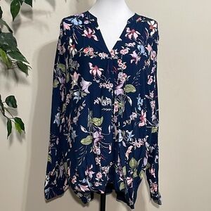 Terra & Sky Wrap blouse. Size 3X